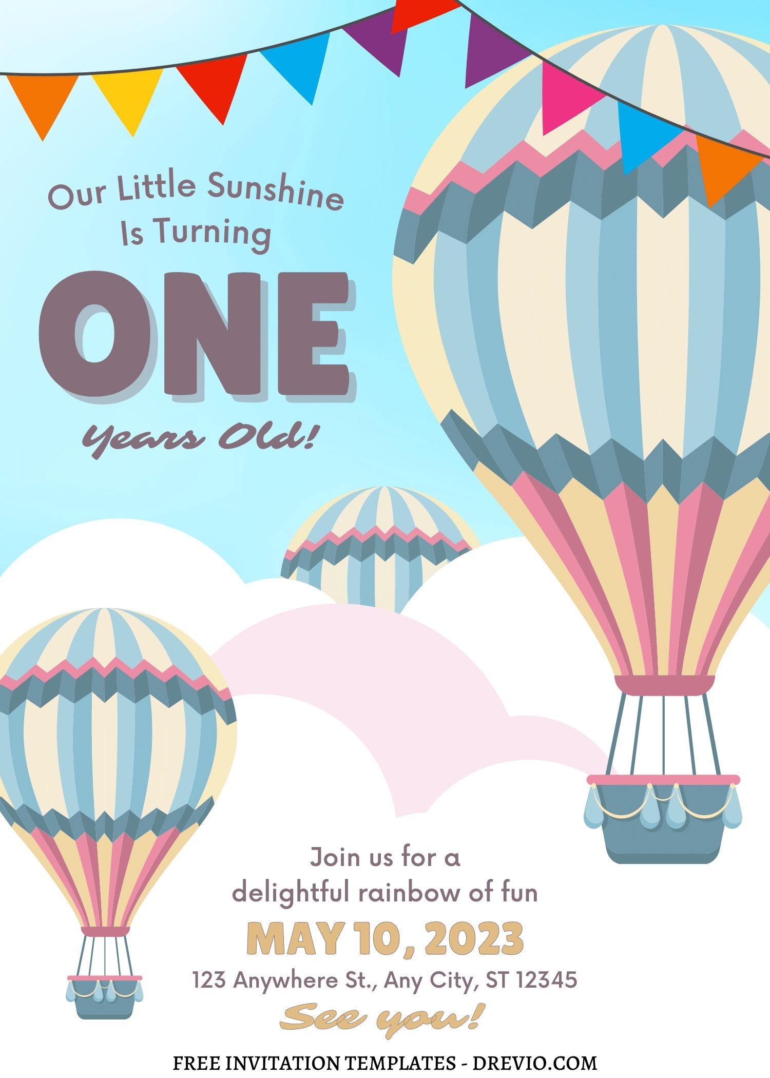 10 Cute Hot Air Balloons Editable Canva Invitation Templates 10 Cute Hot Air Balloons Editable Canva Invitation Templates