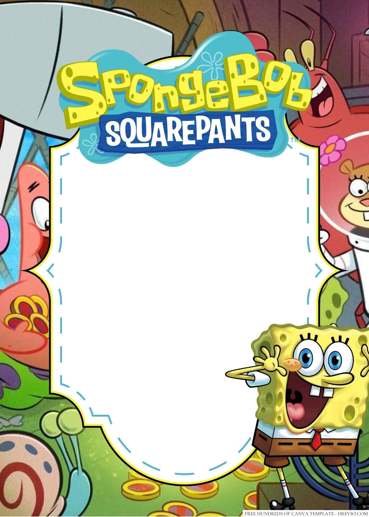 14 SpongeBob Squarepantes Canva Birthday Invitation Templates 