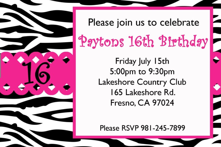 16 Beauteous 16th Birthday Invitation Templates Free Wallpaper