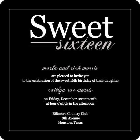 16th Birthday Invites Templates