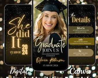 2024 Grad BBQ Party Invitation Video Graduation Invitation Graduate 