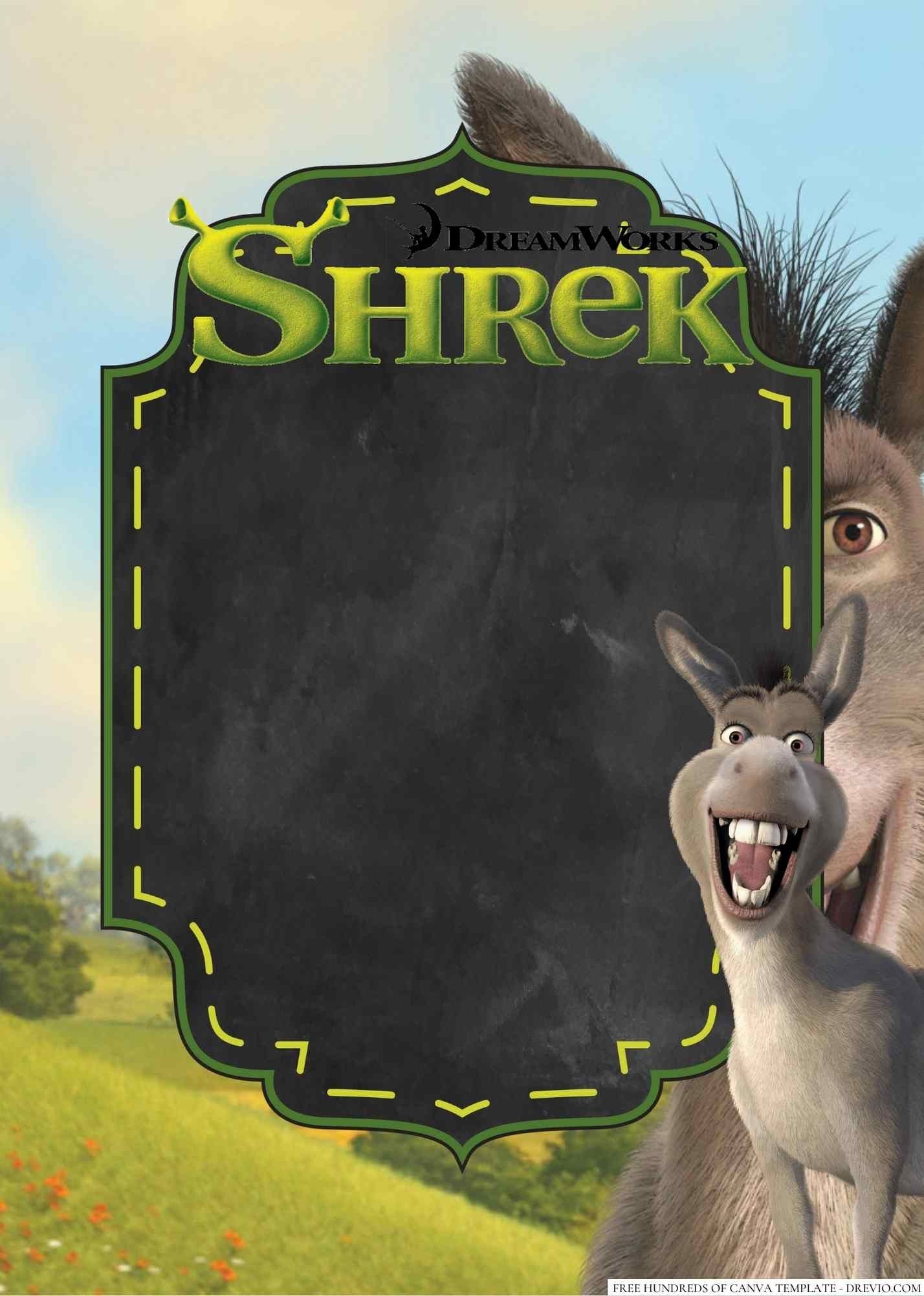 22 Donkey Shrek Canva Birthday Invitation Templates Shrek Birthday 