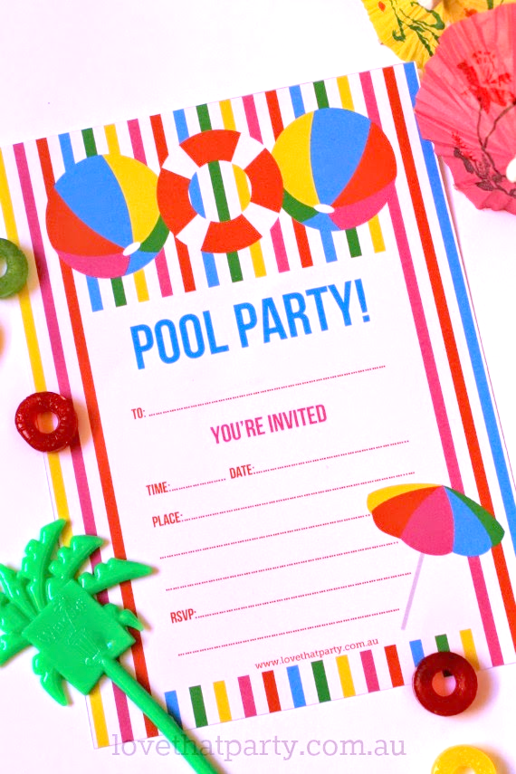 43 Pool Birthday Party Invitation PNG Free Invitation Template