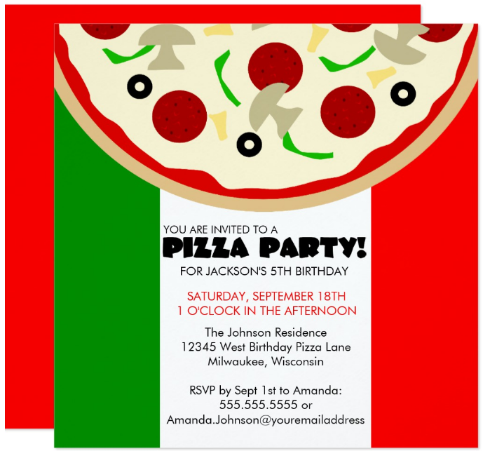 6 Pizza Party Invitation Designs Templates PSD AI