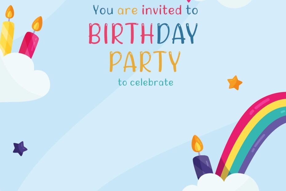 8 Best Rainbow Party Birthday Invitation Templates