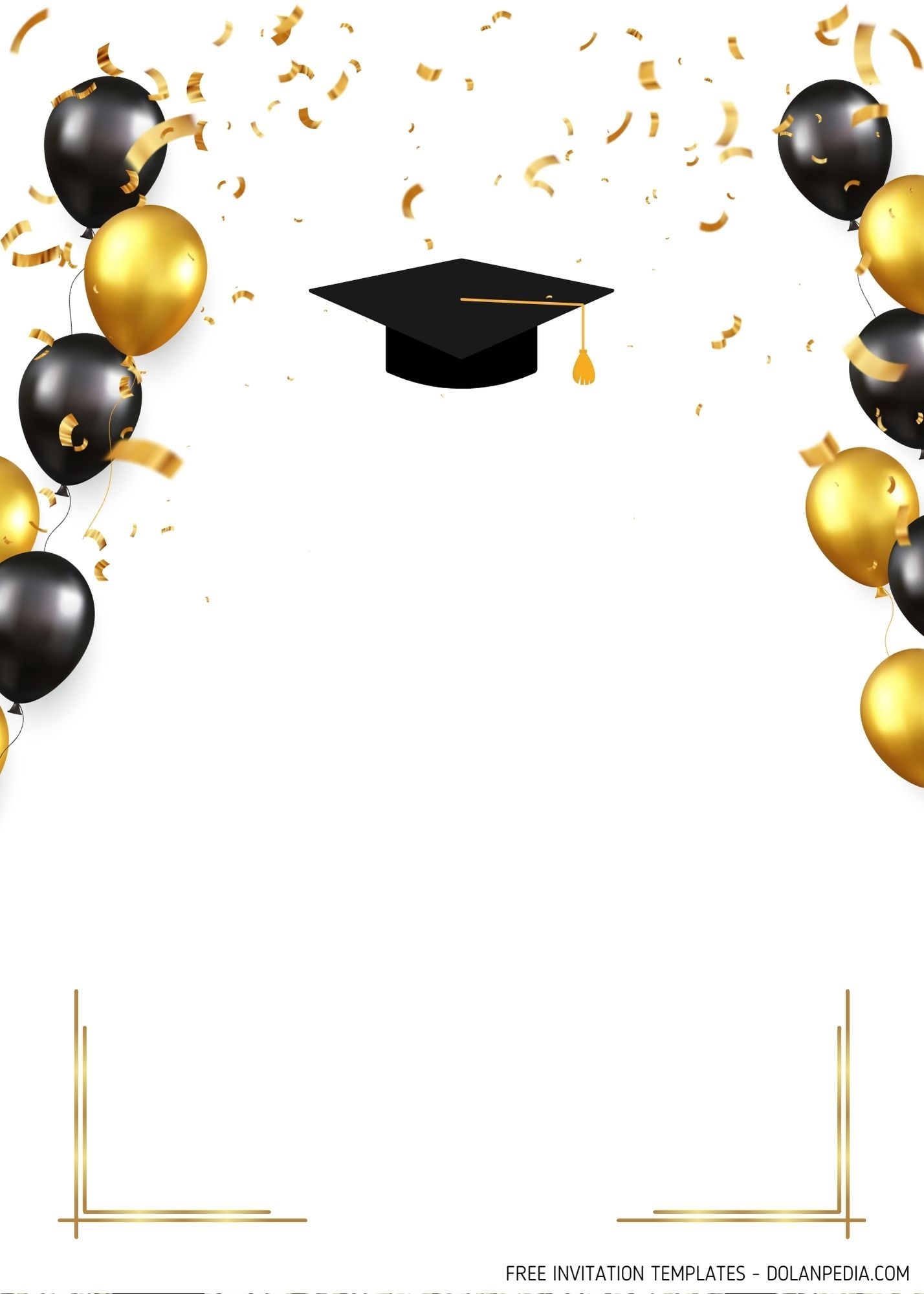 8 Graduation Cap With Gold Sparkle Invitation Tem In 2024 
