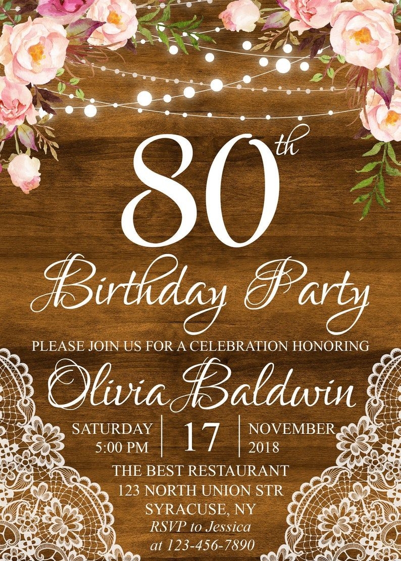 80Th Birthday Invitation Wording Templates Best Templates Resources