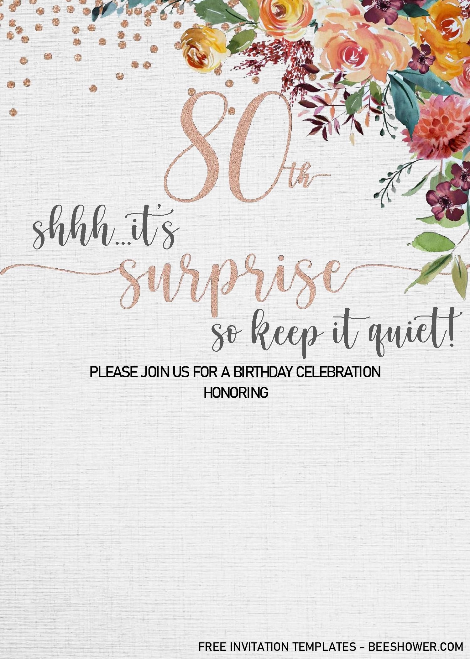 80Th Birthday Invitation Wording Templates Dev onallcylinders