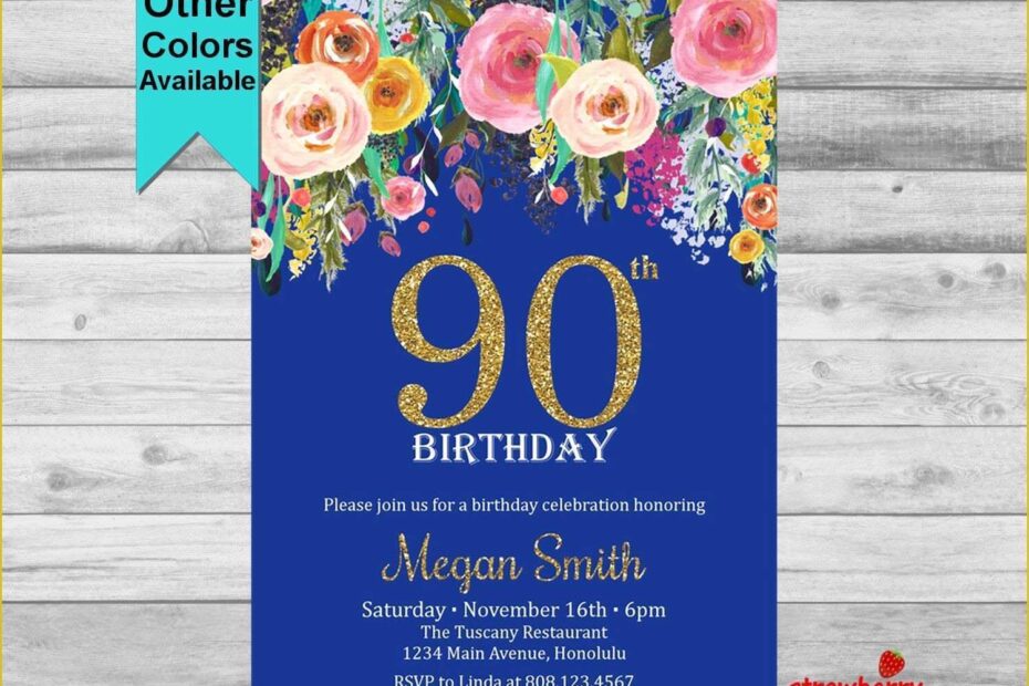 90th Birthday Party Invitations Templates Free Of 90th Birthday