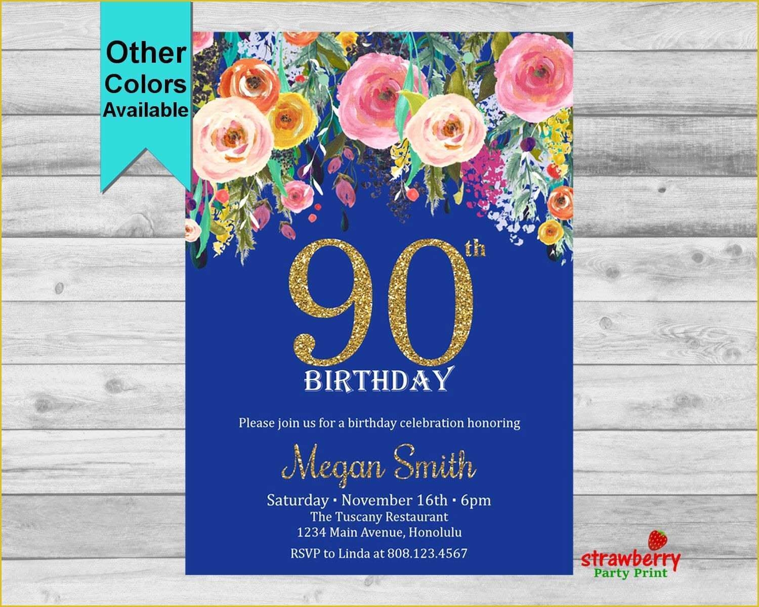 90th Birthday Party Invitations Templates Free Of 90th Birthday 