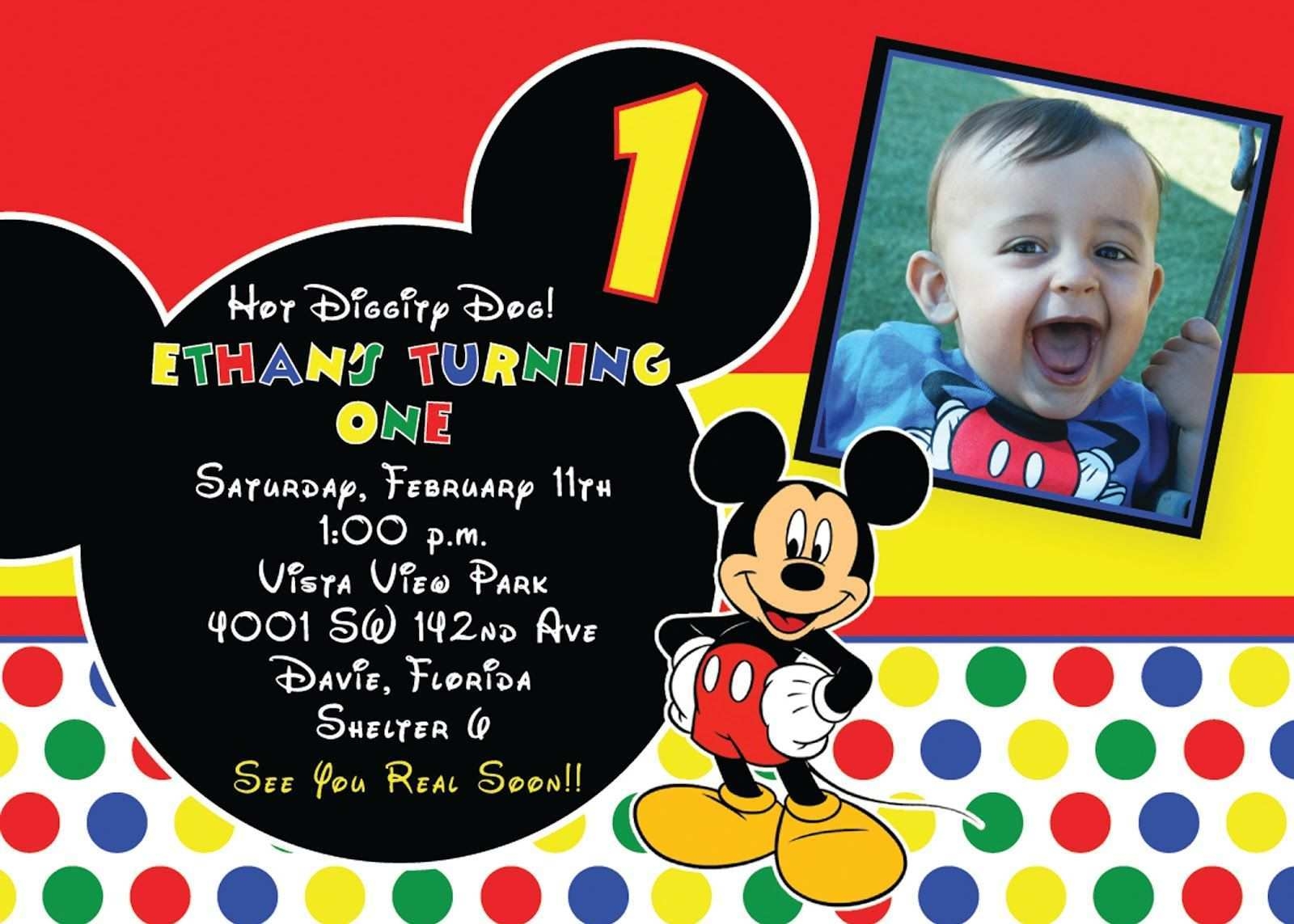 92 Printable Mickey Mouse Birthday Invitation Template In Word For 