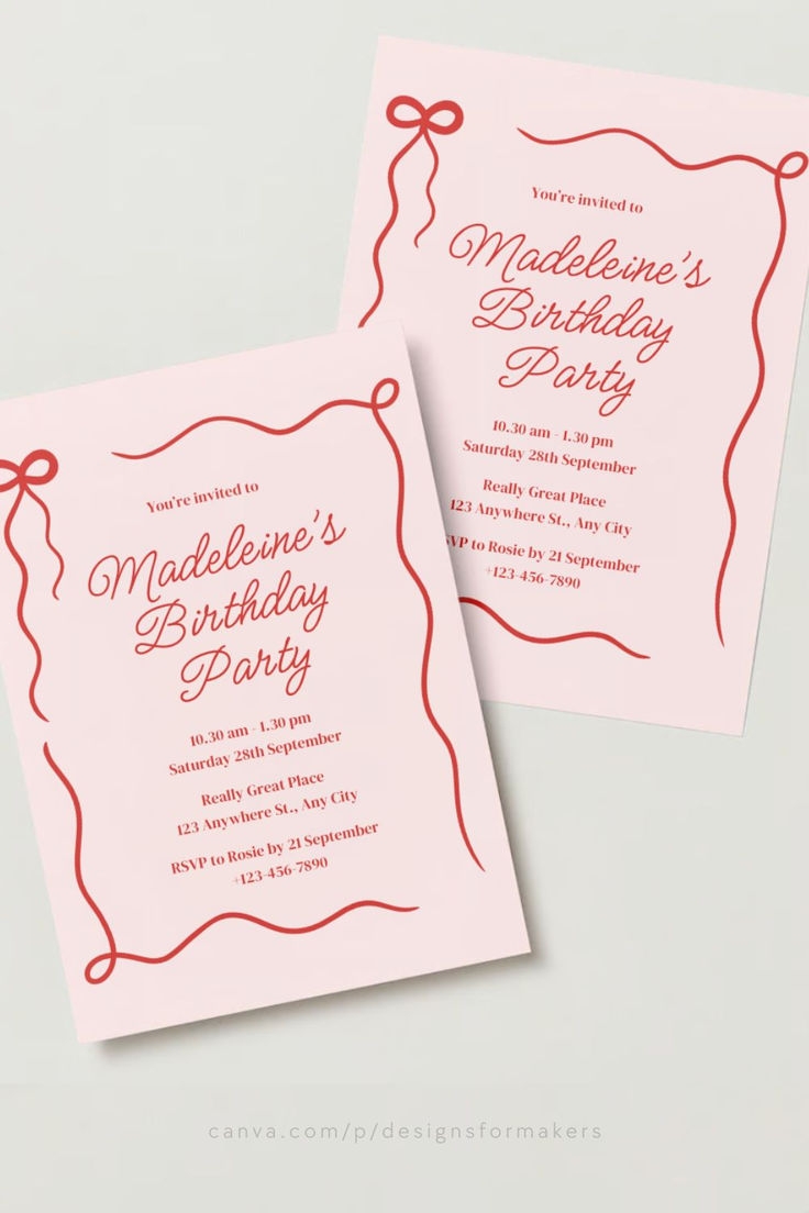 Adorable Celebrations Free Coquette Bow Ribbon Kids Birthday 