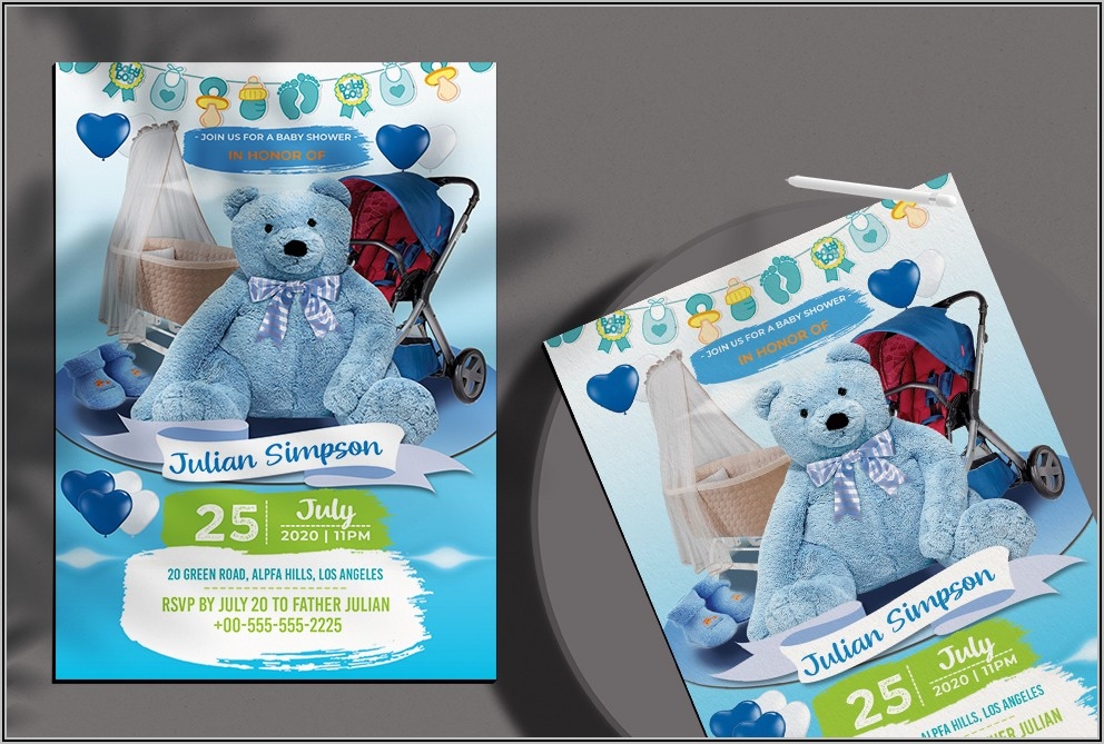 Baby Boy Shower Invite Template Free Announcements Resume Examples 