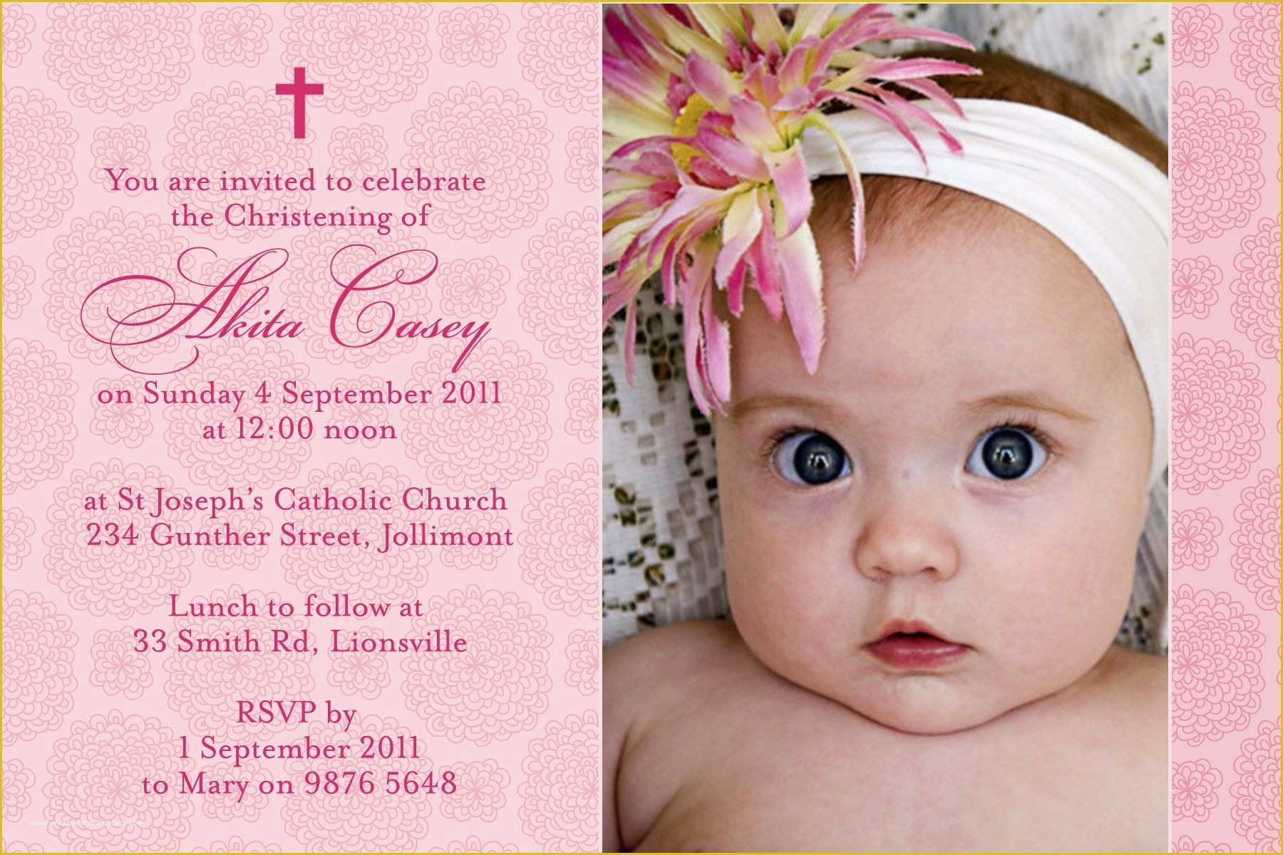 Baby Girl Baptism Invitation Free Templates Of Baptism Invitation 