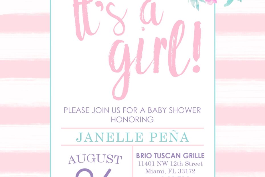 Baby Girl Printable Shower Invitations