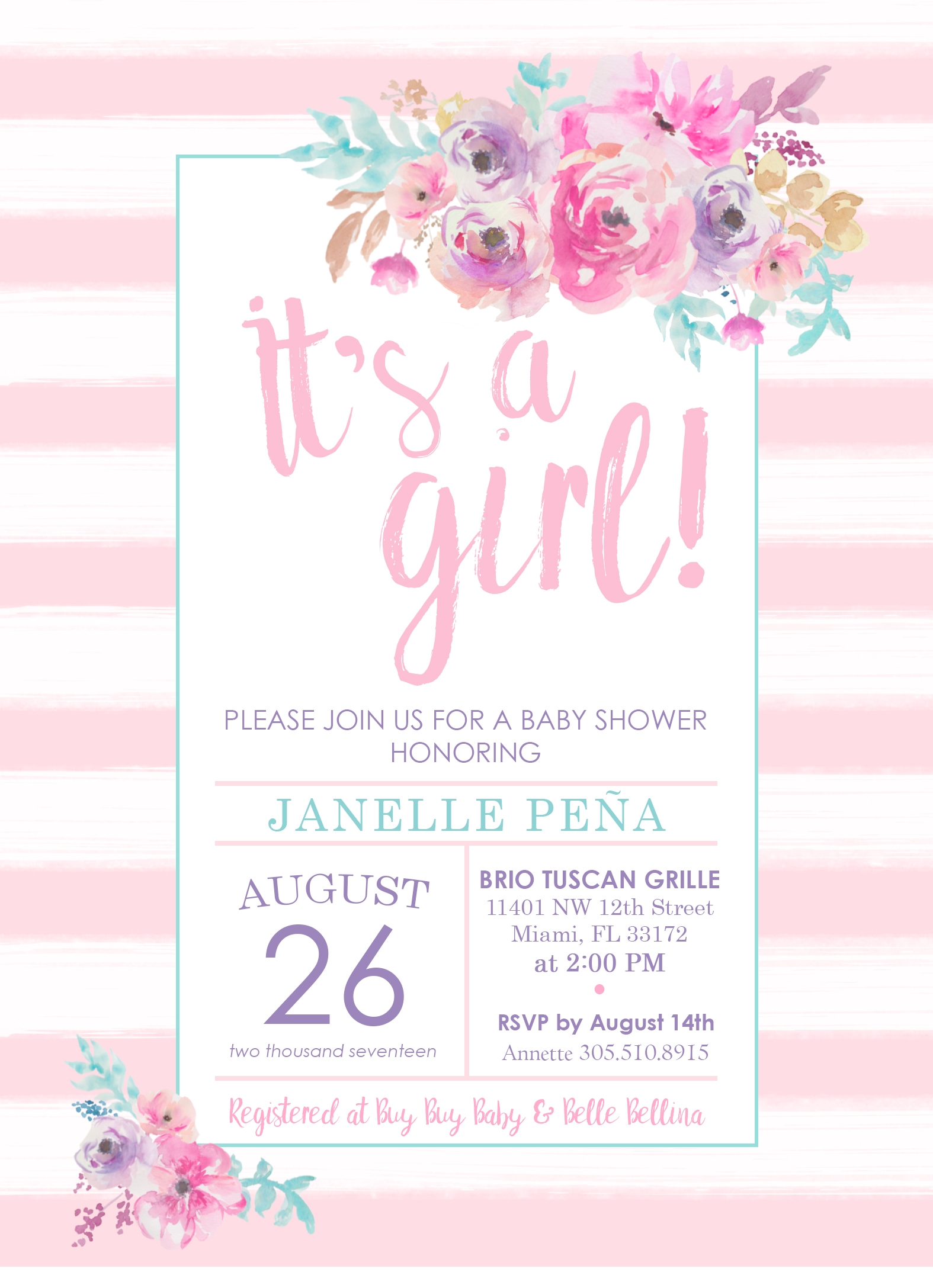 Baby Girl Printable Shower Invitations