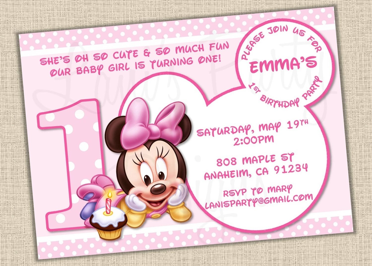 Baby Minnie Mouse Template Invitations