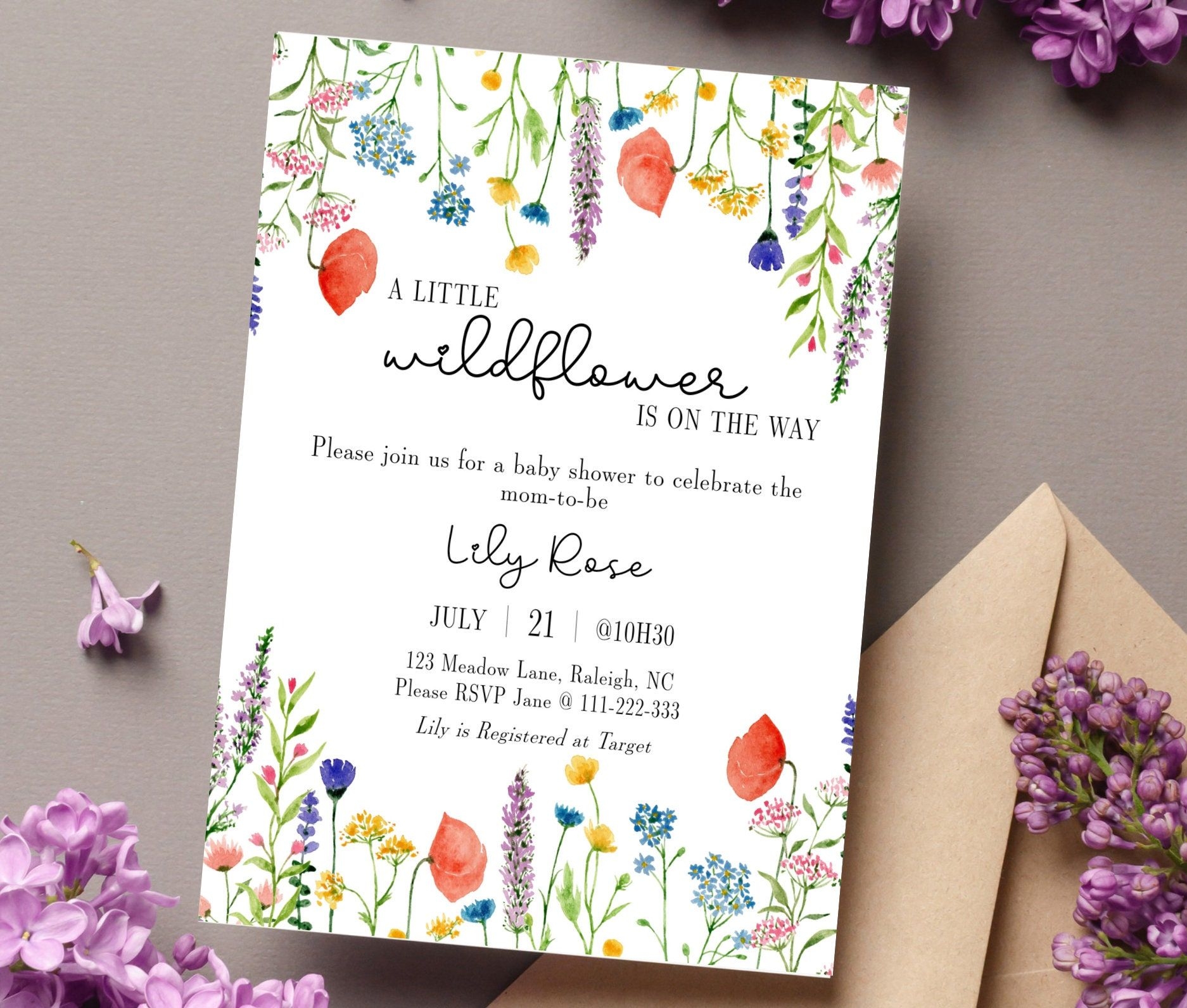 Baby Shower Invitation Templates Invitation Paper Wildflower Baby 