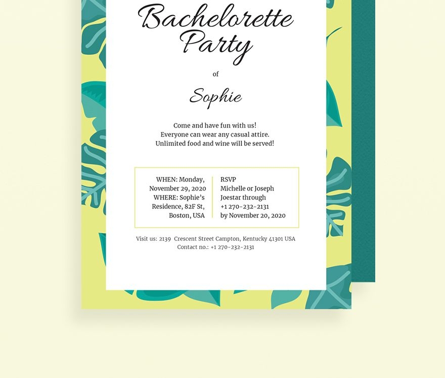 Bachelorette Invitation Template In Pages Word Illustrator Publisher 
