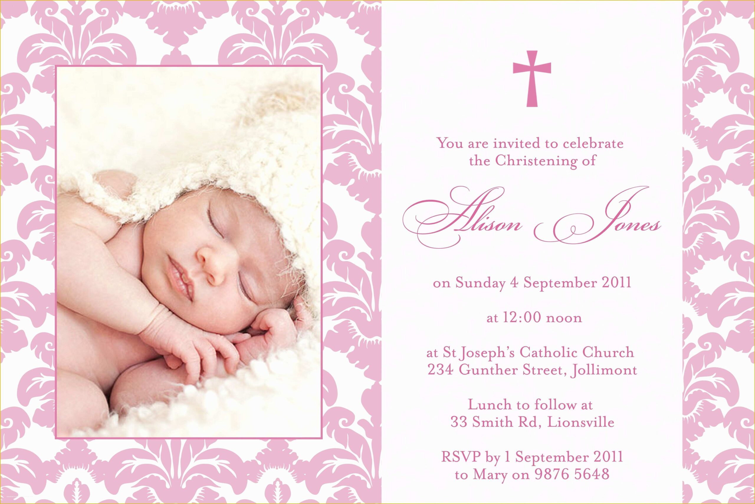 Baptism Card Template Free Of Baptism Invitation Christening Invitation 
