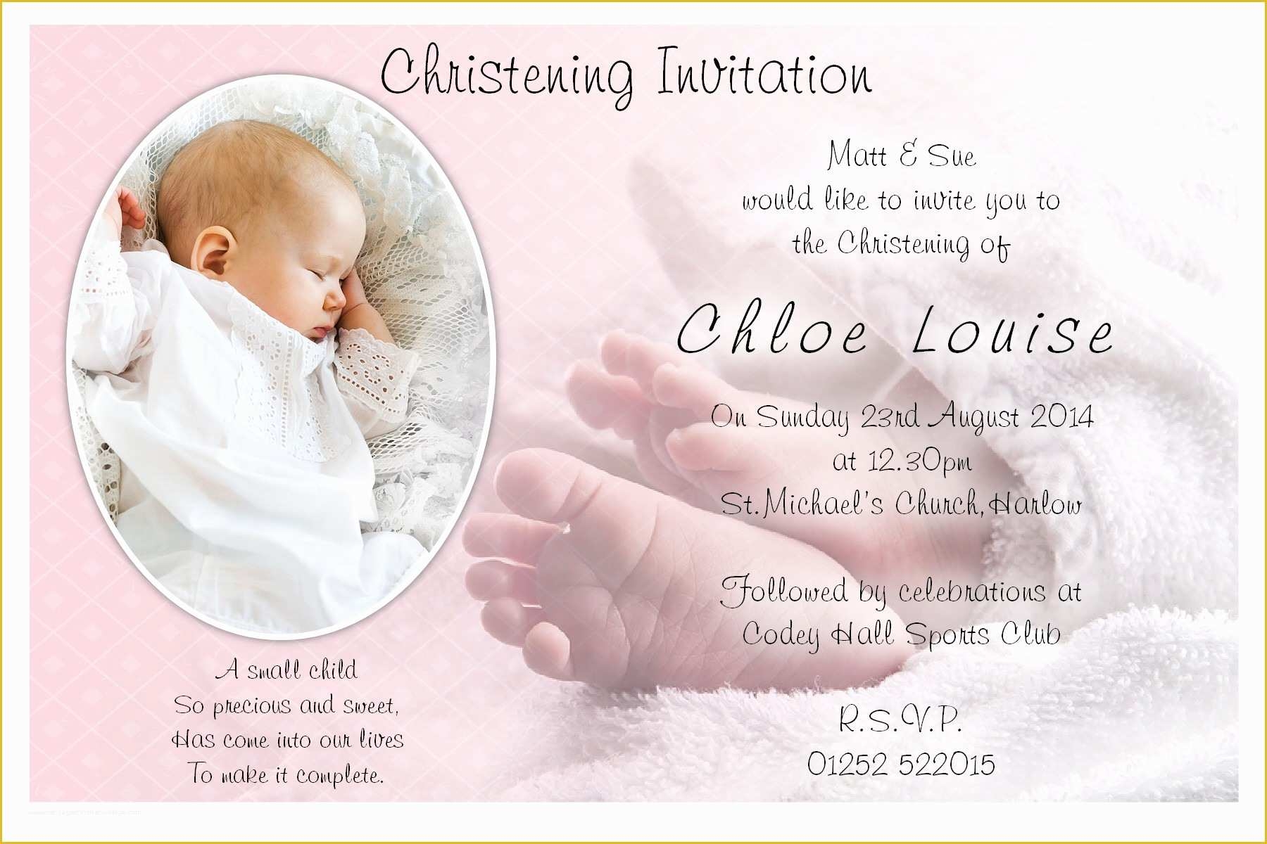 Baptism Card Template Free Of Baptism Invitation Christening Invitation 