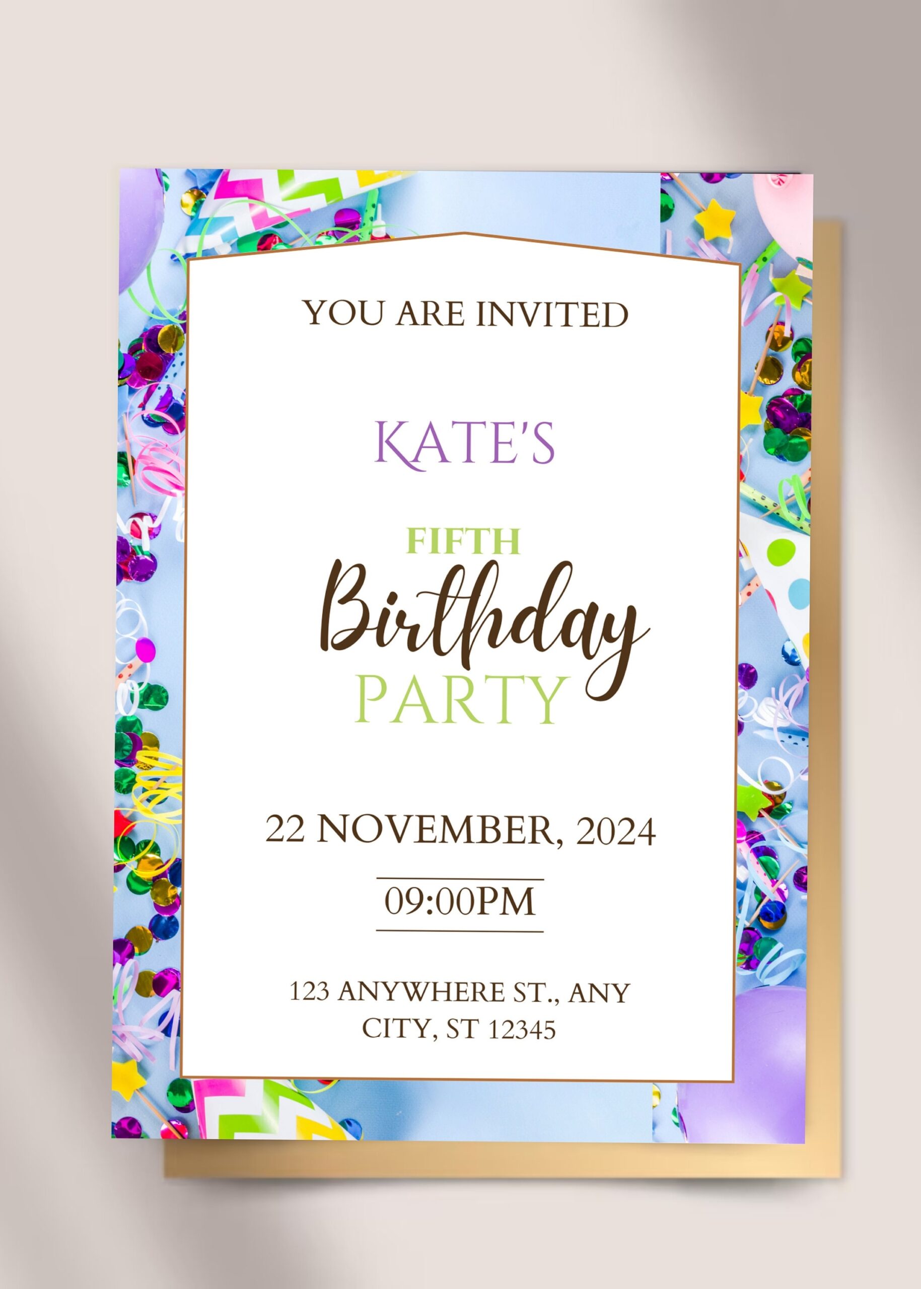 Birthday Invitation Card Template Digital Birthday Card Floral 