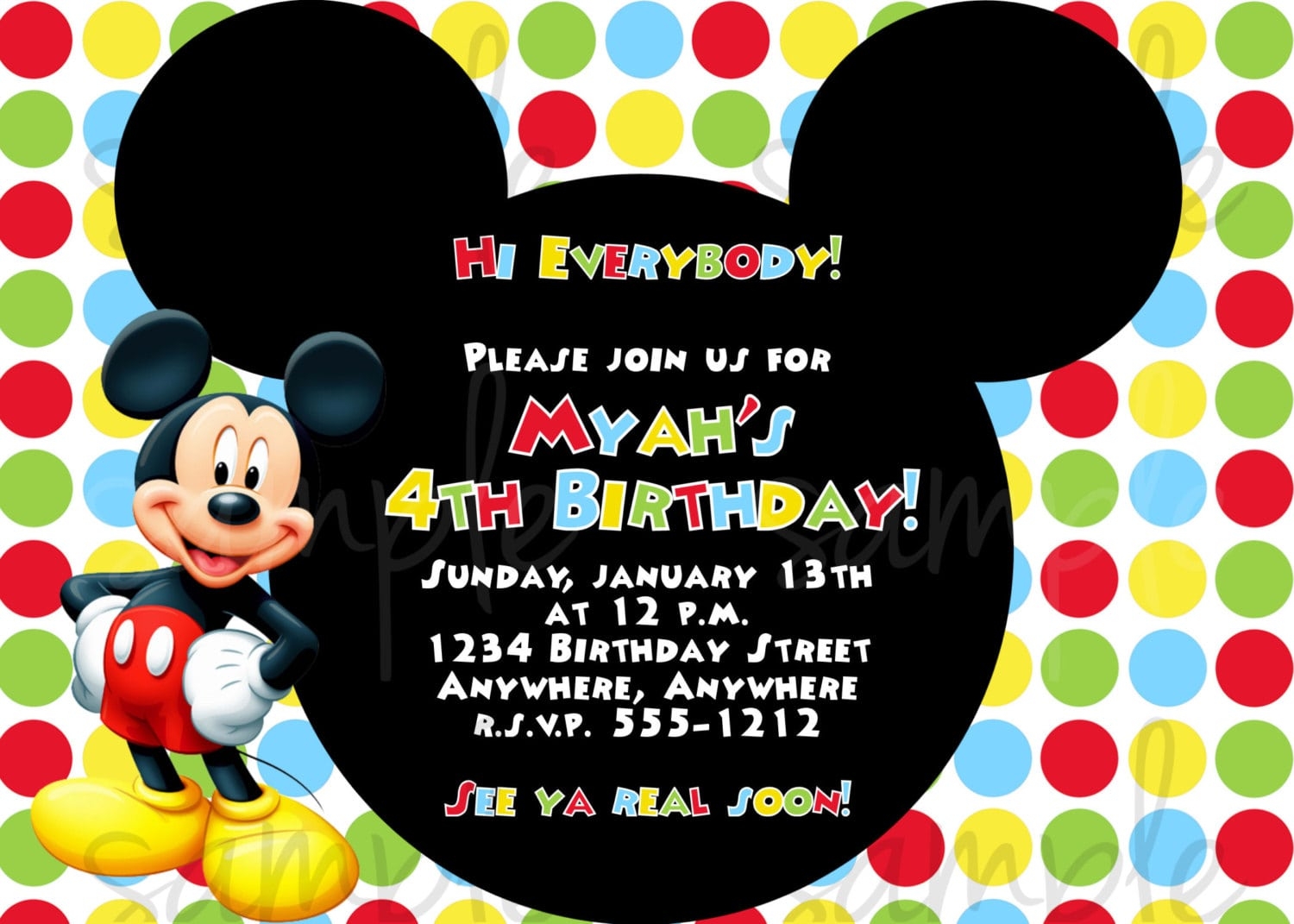 Birthday Invitation Mickey Mouse