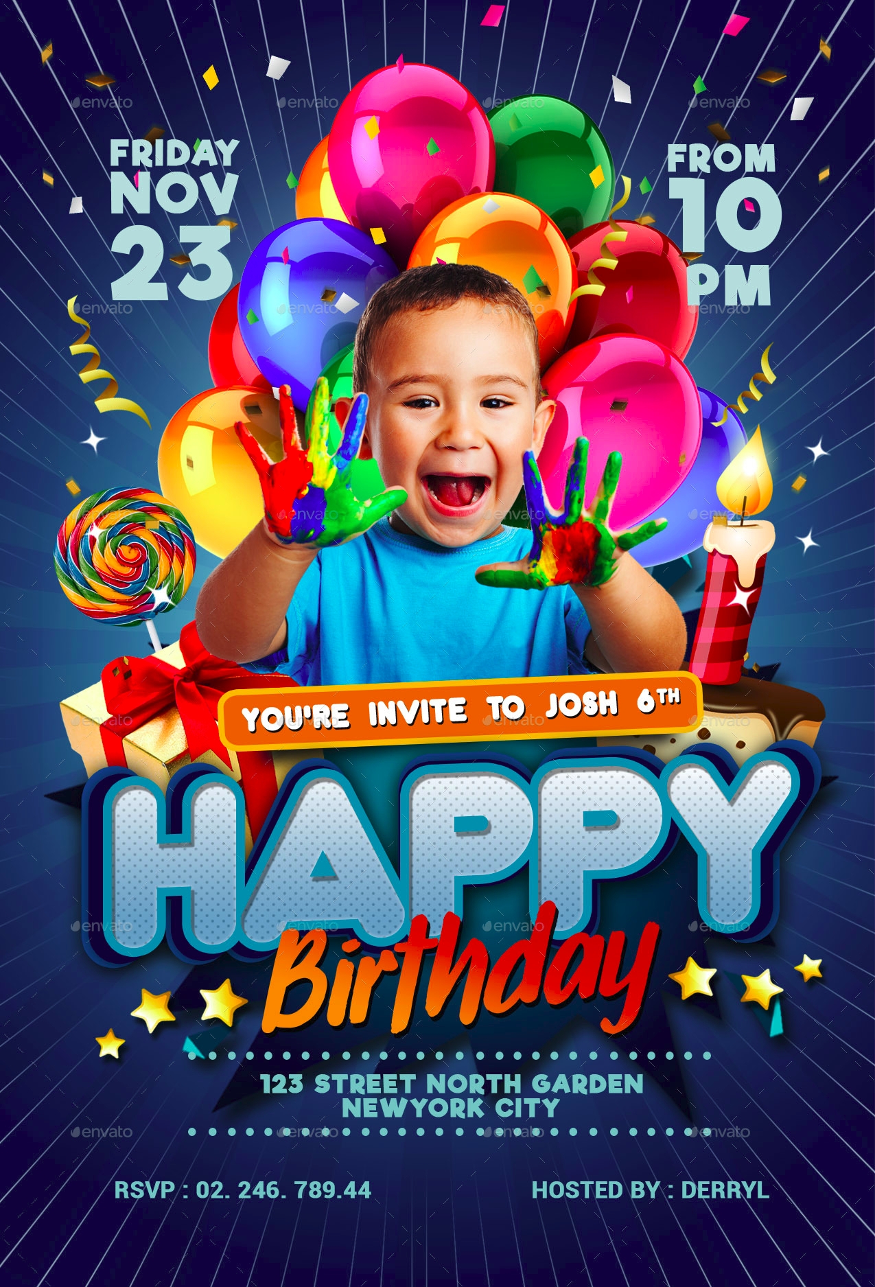 Birthday Invitation Photoshop Template