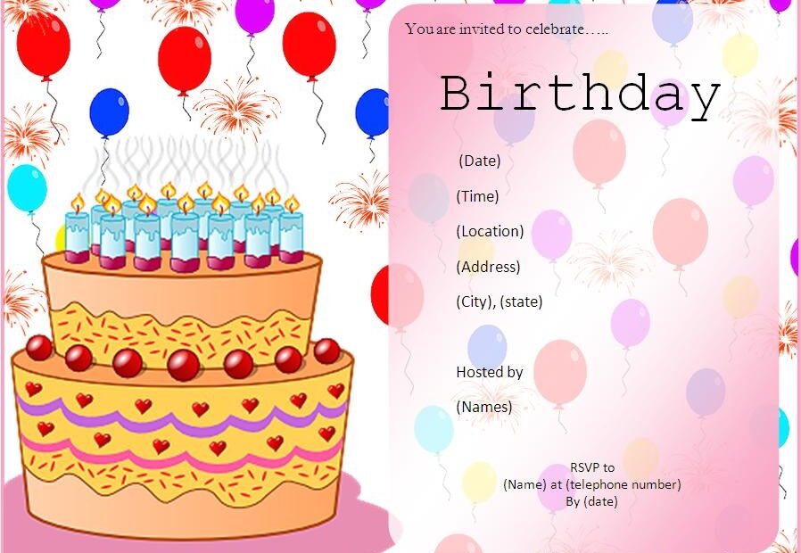 Birthday Invitation Templates Free Word Templates