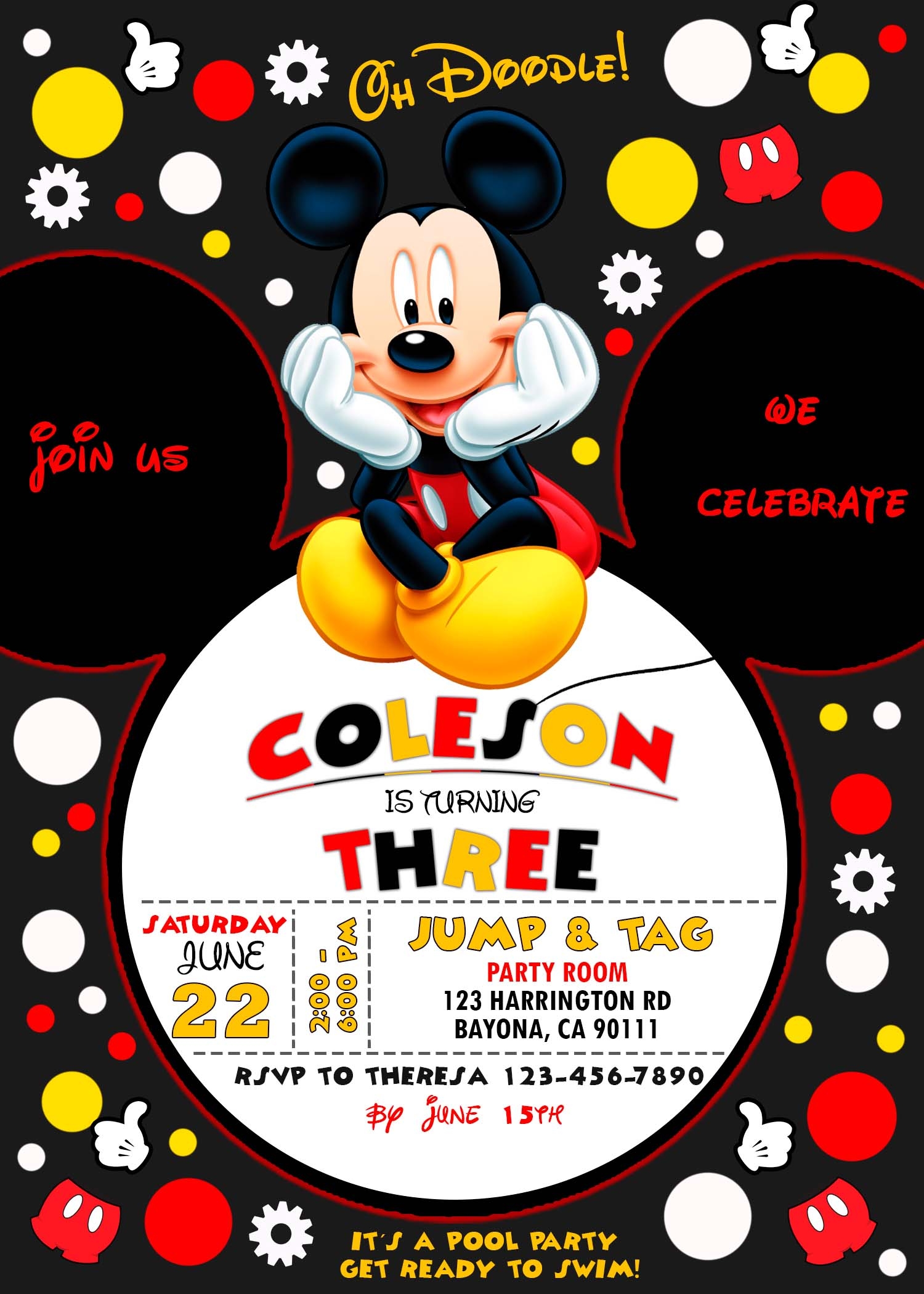 Birthday Party Invitation Card Mickey Mouse Invitations Templates 