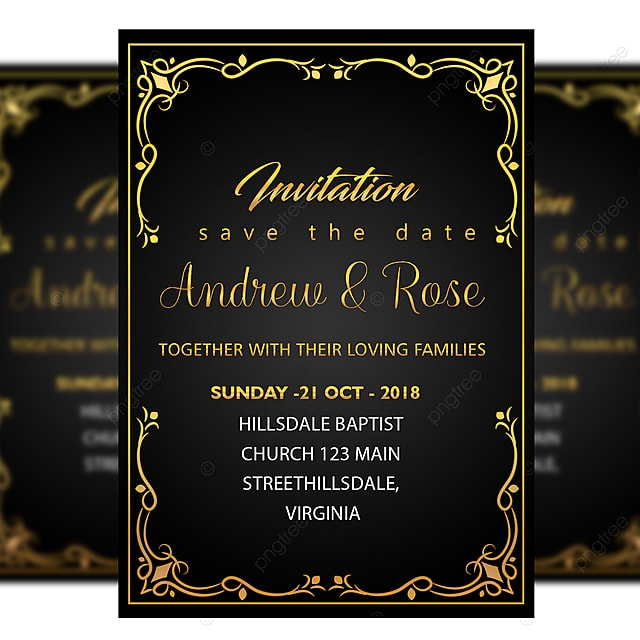 Black And Gold Invitation Template