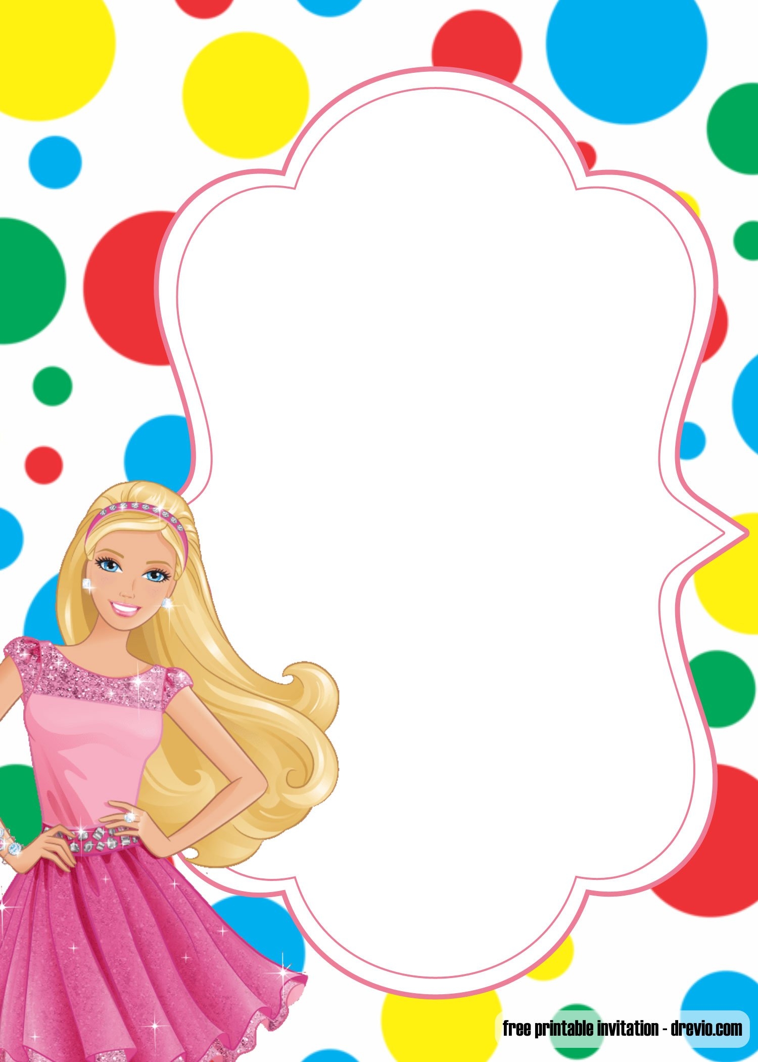 Blank Barbie Birthday Invitation Template