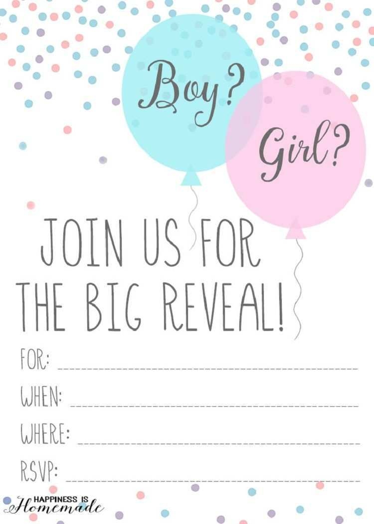 Blank Gender Reveal Invitation Template Cards Design Templates