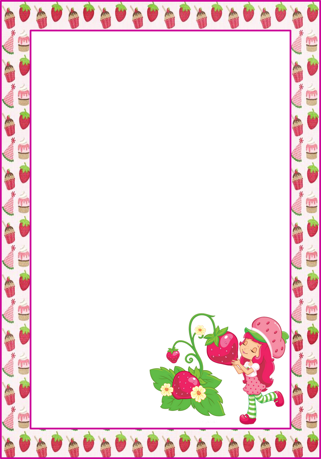 Blank Strawberry Shortcake Invitation Template