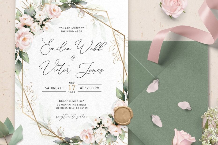 Blush Floral Wedding Invitation Template Blush Wedding Invite Template