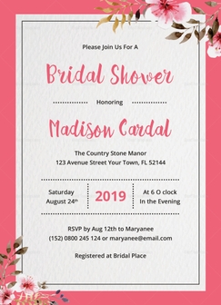 Bridal Shower Invitation Design Template In Word PSD Publisher