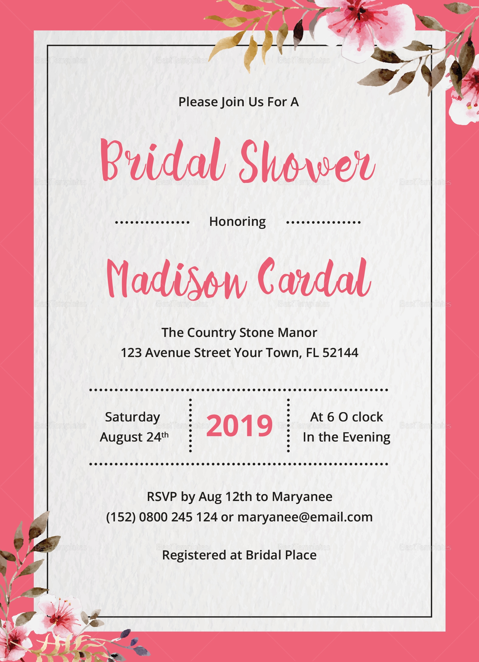 Bridal Shower Invitation Wording Templates