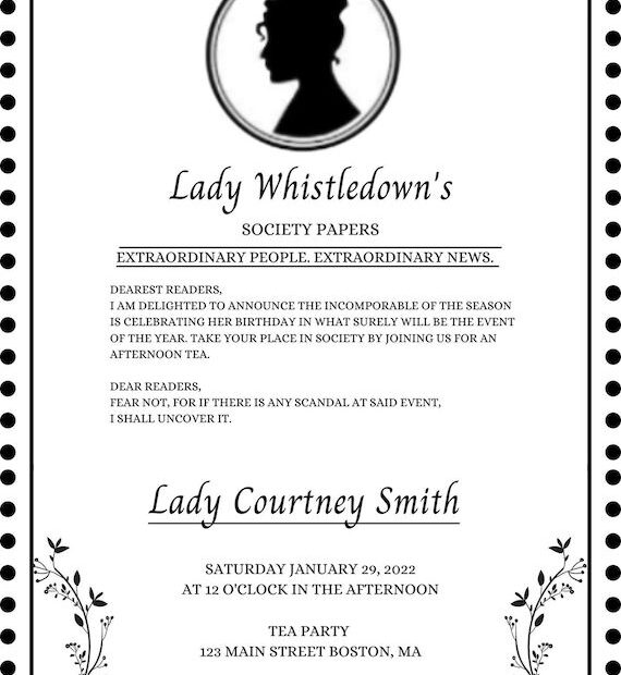 Bridgerton Theme Invitation Lady Whistledown 39 s Birthday Invitation