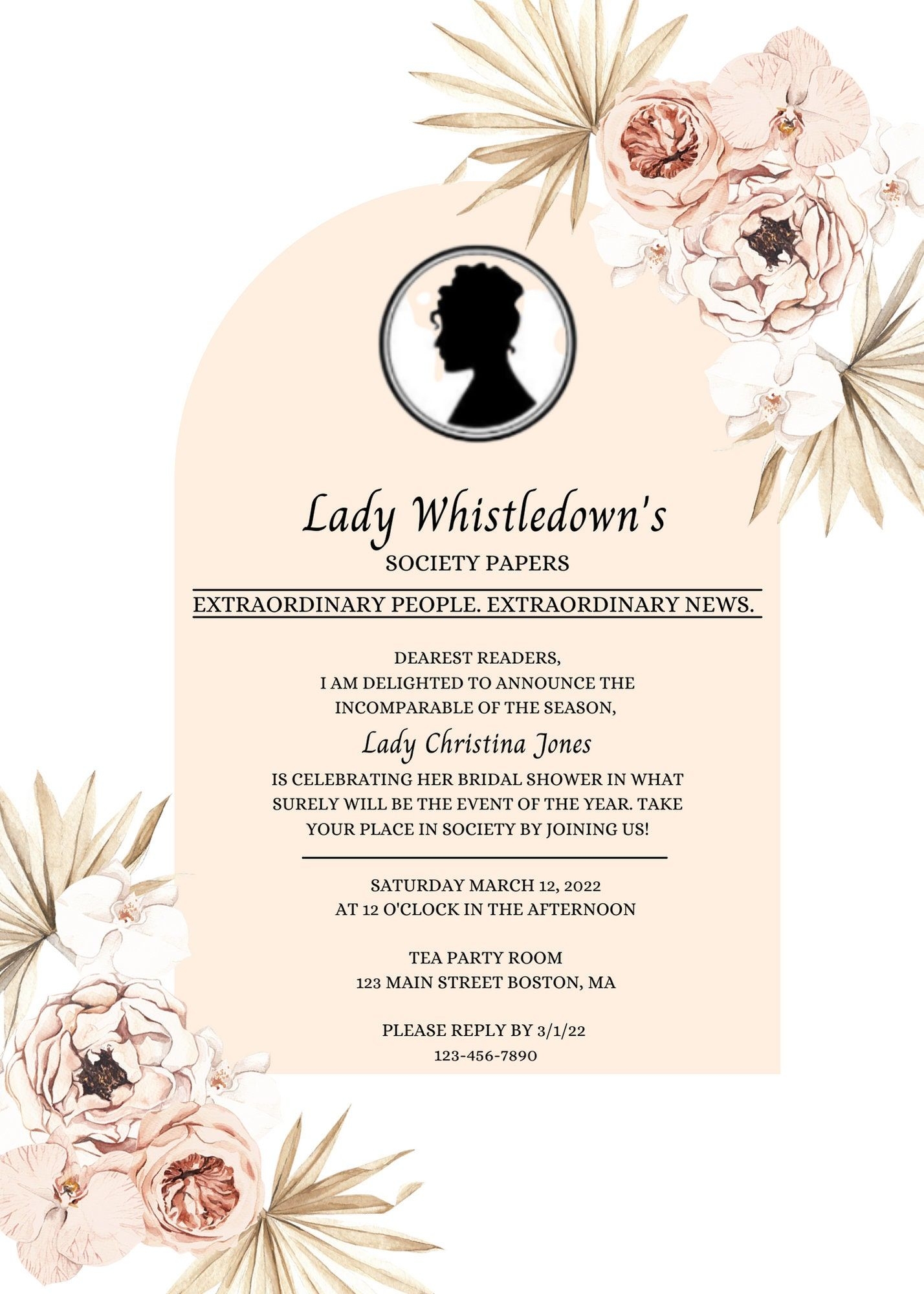 Bridgerton Theme Invitation Lady Whistledown 39 s Bridal Shower 