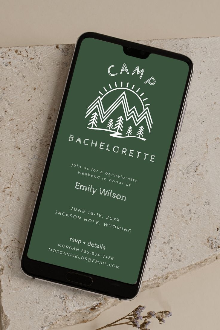 Camp Bachelorette Digital Weekend Invite Template Camping Electronic 