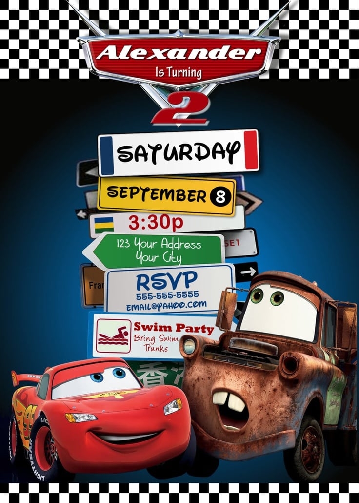 Cars Birthday Invitation Template Free