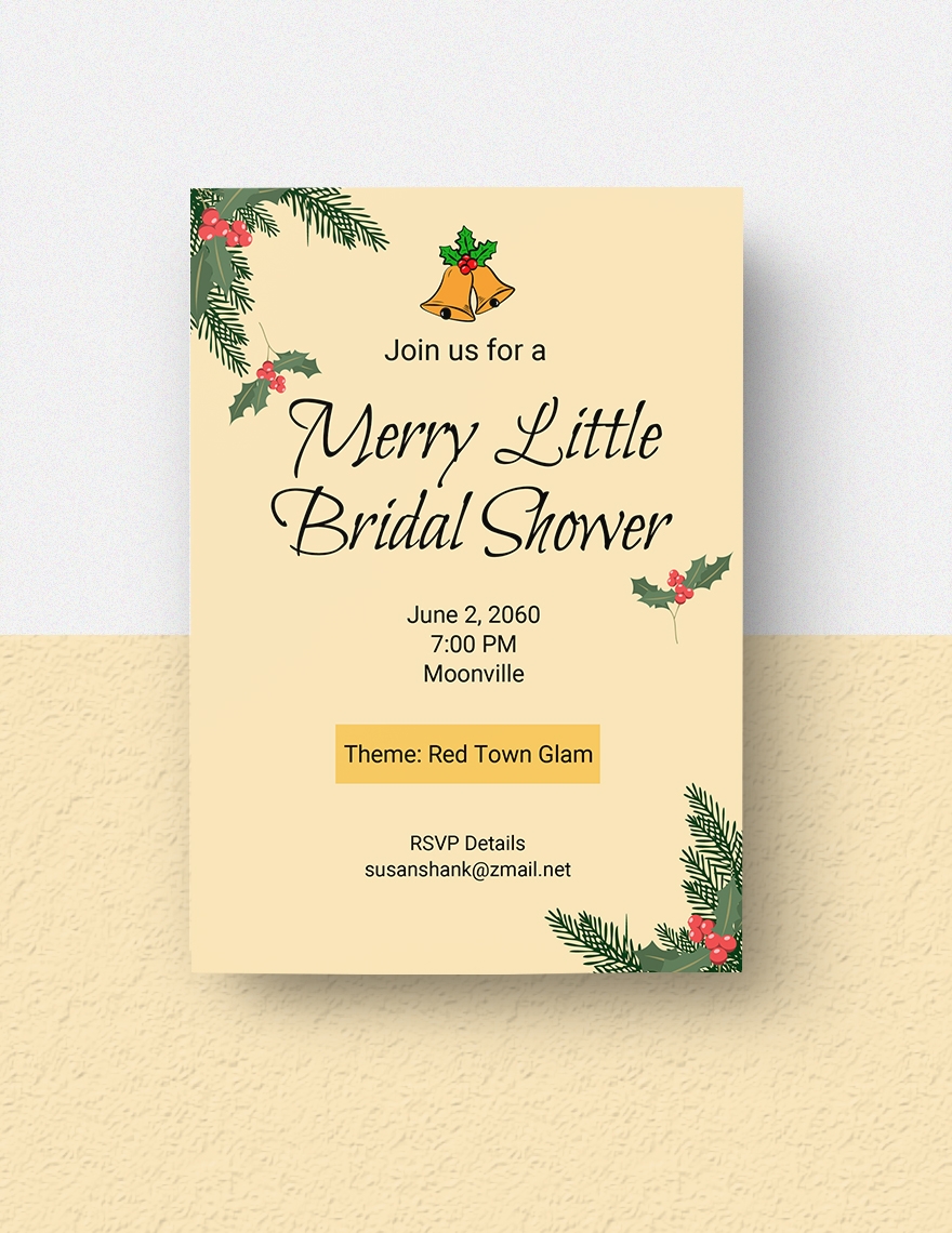 Christmas Bridal Shower Invitation Template In Illustrator PSD 