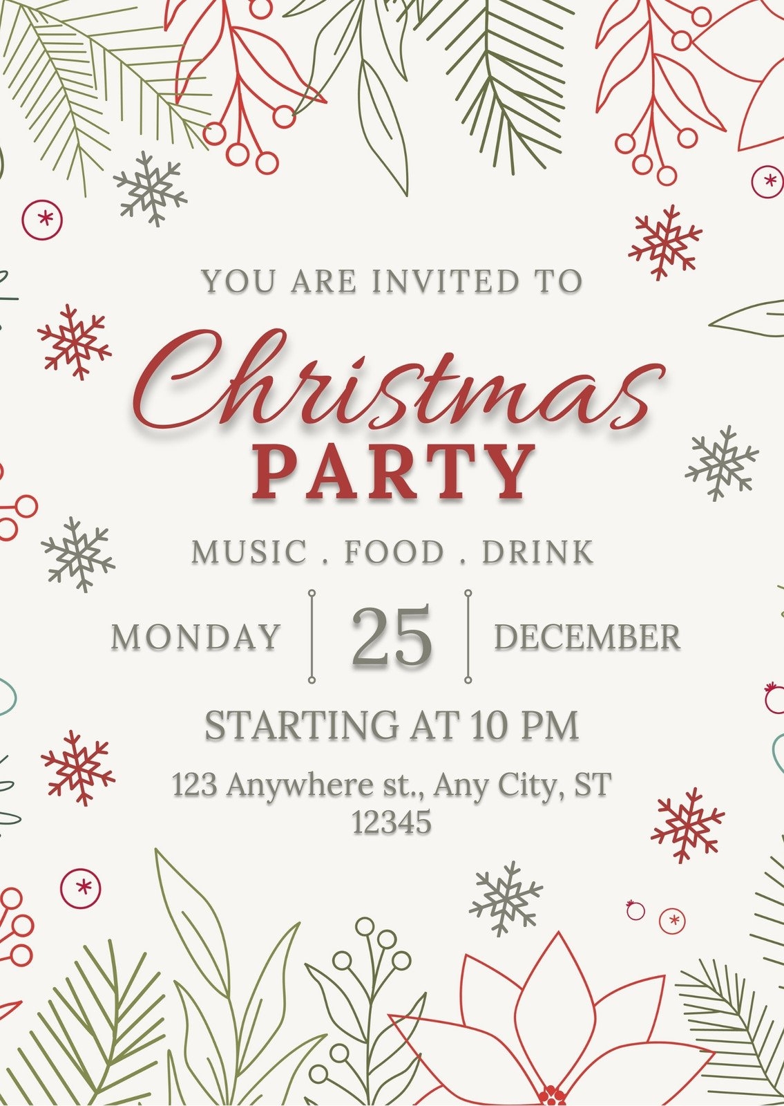 Christmas Holiday Invitation Templates Template Samples