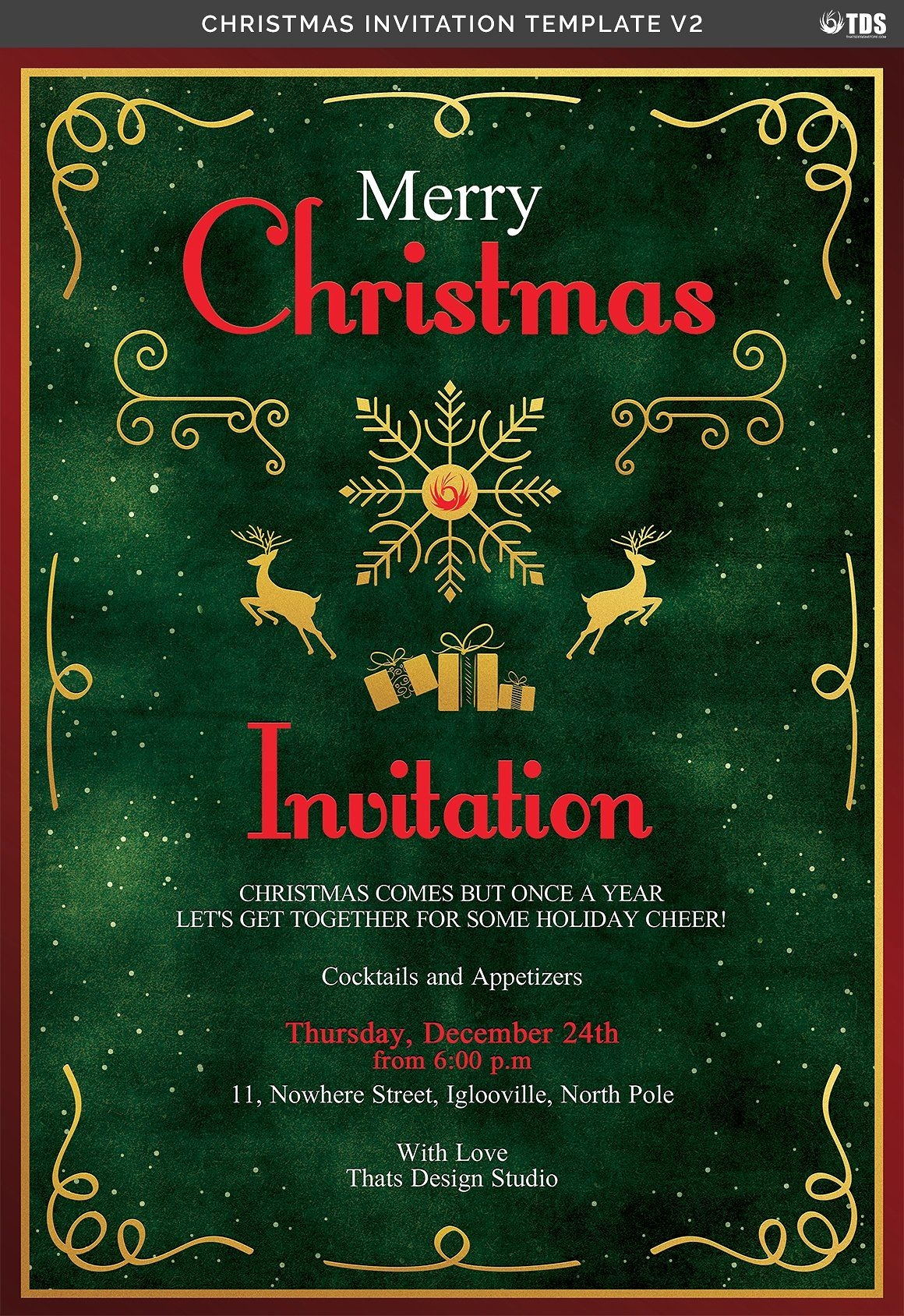 Christmas Invitation Card Template