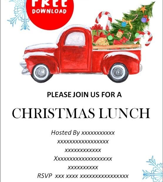 Christmas Lunch Invite Template Printable And Enjoyable Learning