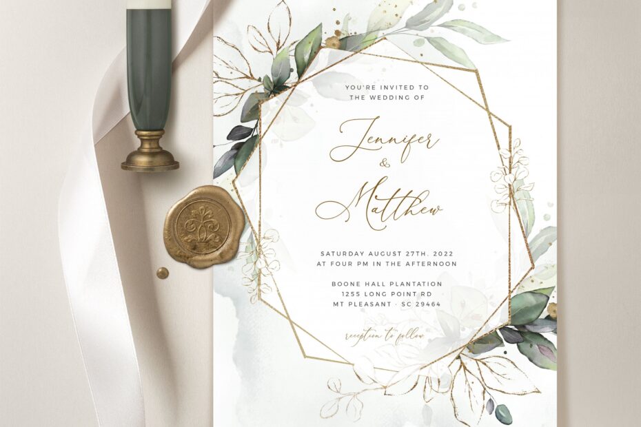 CLEO Geometric Wedding Invitation Template Boho Wedding Invite