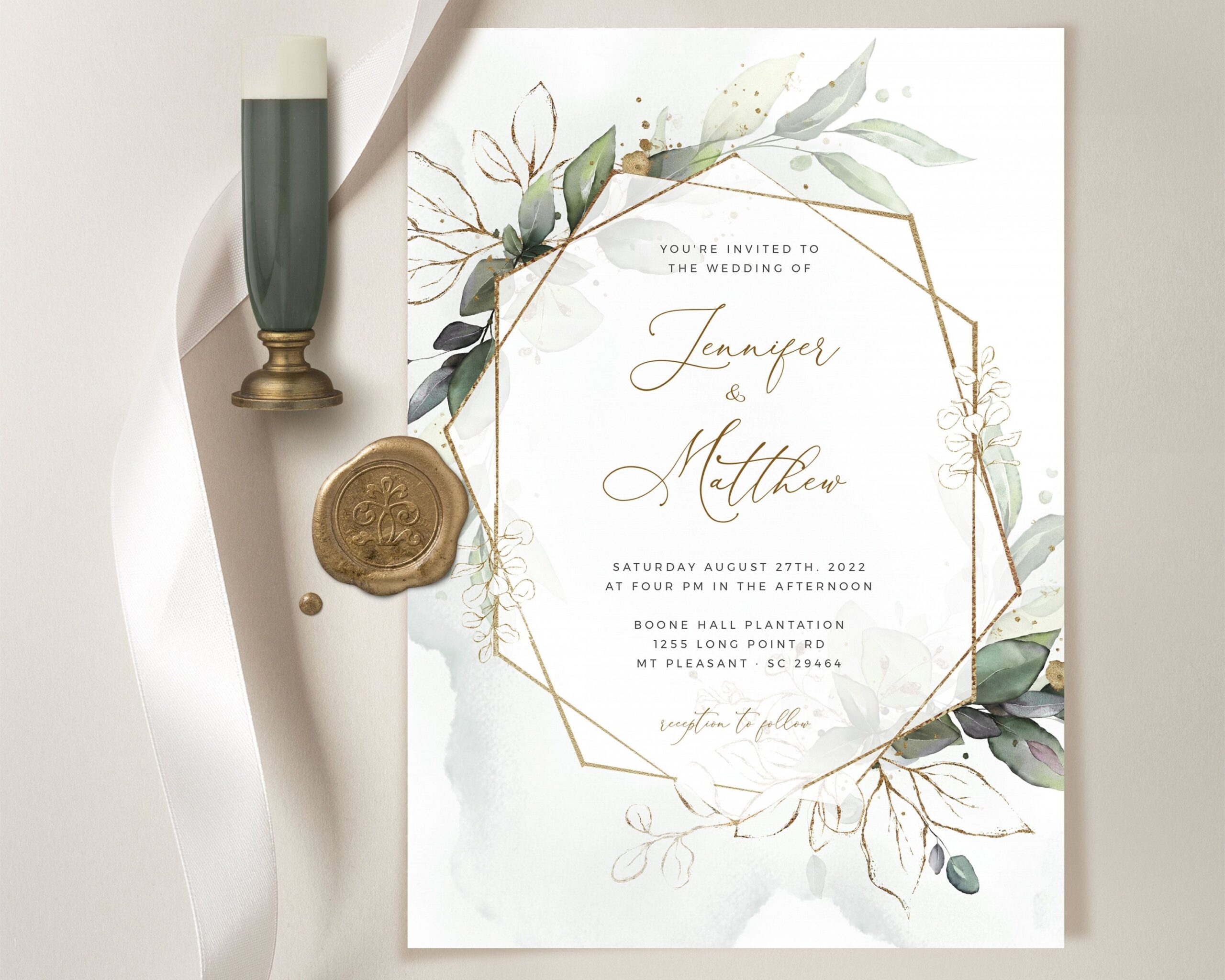 CLEO Geometric Wedding Invitation Template Boho Wedding Invite 