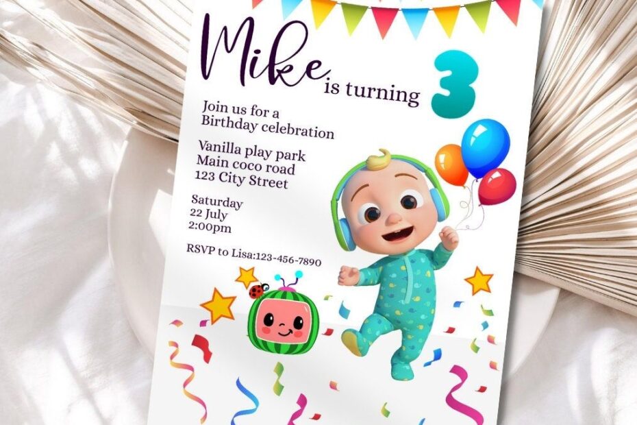 Cocomelon Birthday Invitation Editable Digital Jettemplate Template