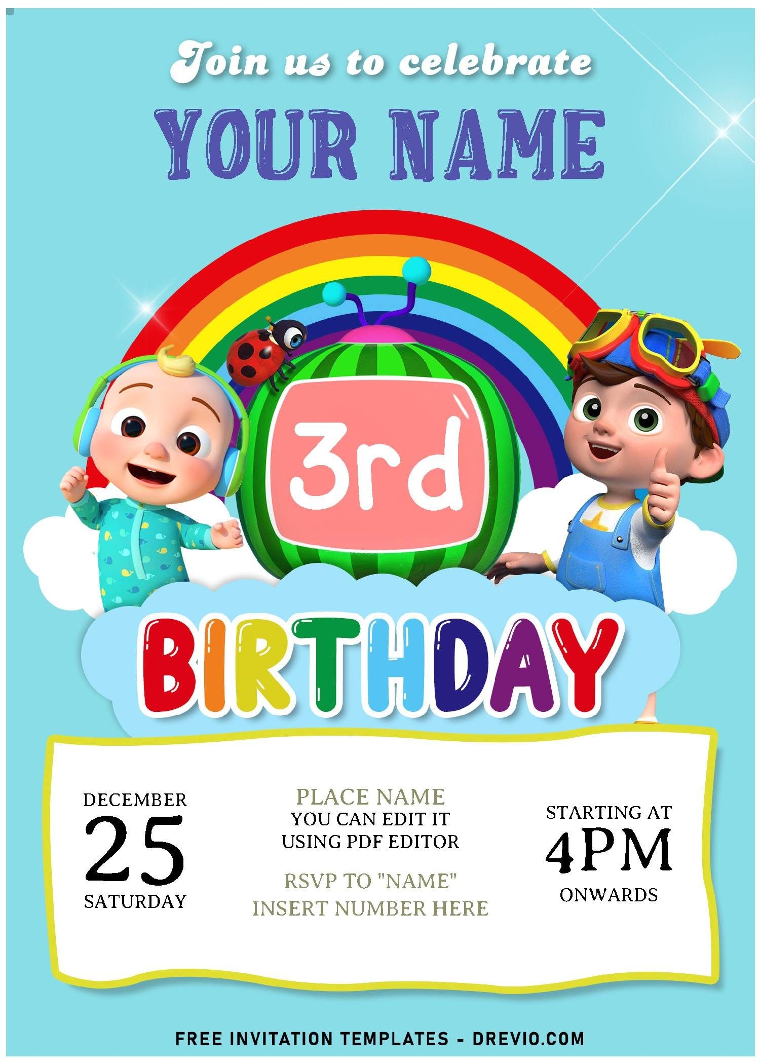 Cocomelon Birthday Invitation Template Free Dev onallcylinders