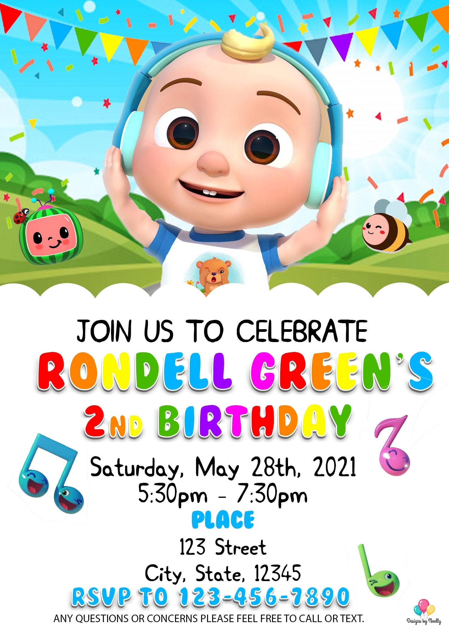 Cocomelon Birthday Invitation Template